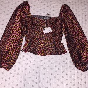 Boutique honey punch floral blouse